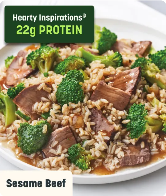 hearty inspirations 22g protein, sesame beef
