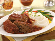 Mashed Potatoes with Meatloaf and Tomato Sauce