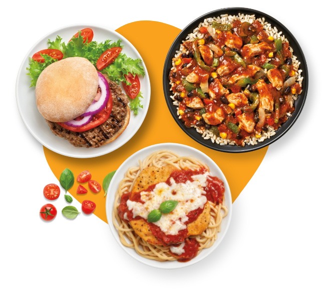 Various plates of food