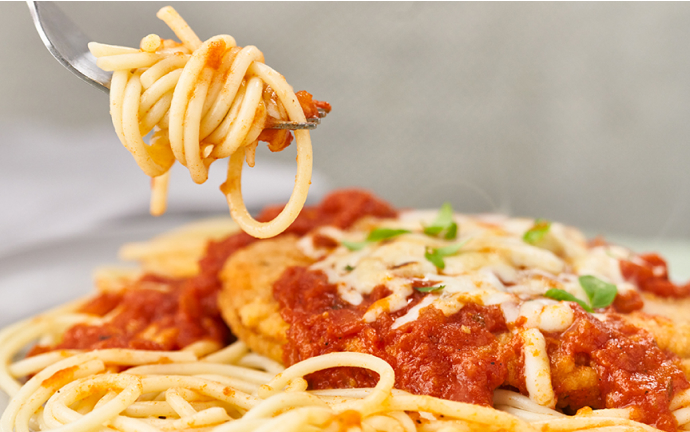 fork full of spaghetti
