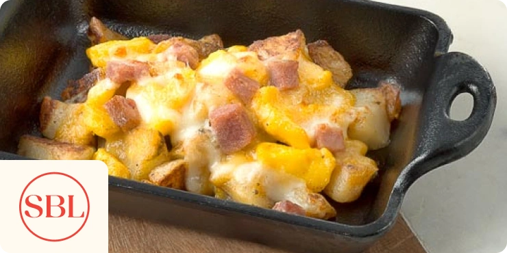 South Beach Living scrambled eggs with ham and potatoes