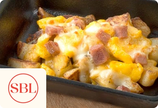 South Beach Living scrambled eggs with ham and potatoes