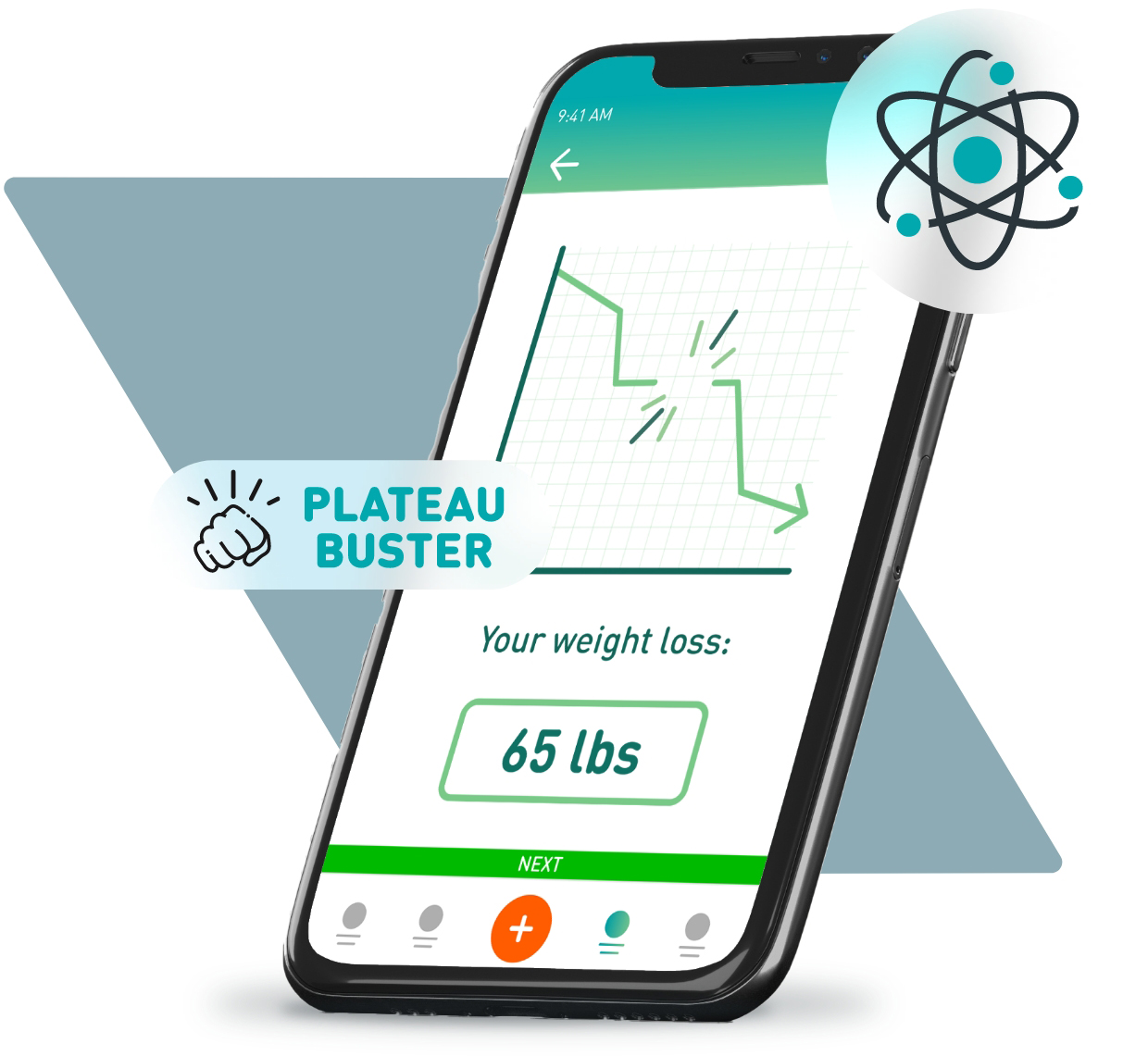 mobile phone with SmartAdapt app, Plateau Buster