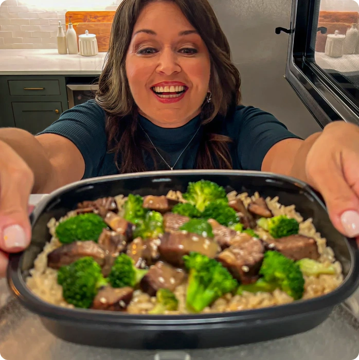 Hearty Inspirations&trade; high protein meal: Sesame Beef & Broccoli with Brown Rice microwave meal