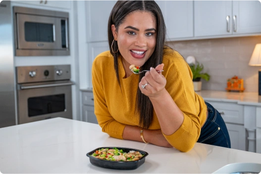 woman eating food