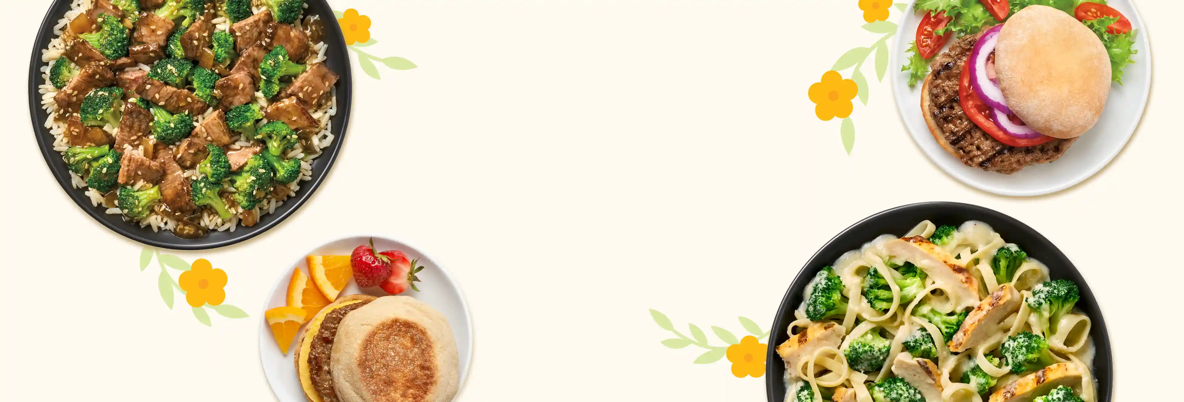 Nutrisystem foods - Hamburger, Breakfast Sandwich, Chicken Alfredo, Beef & Brocolli