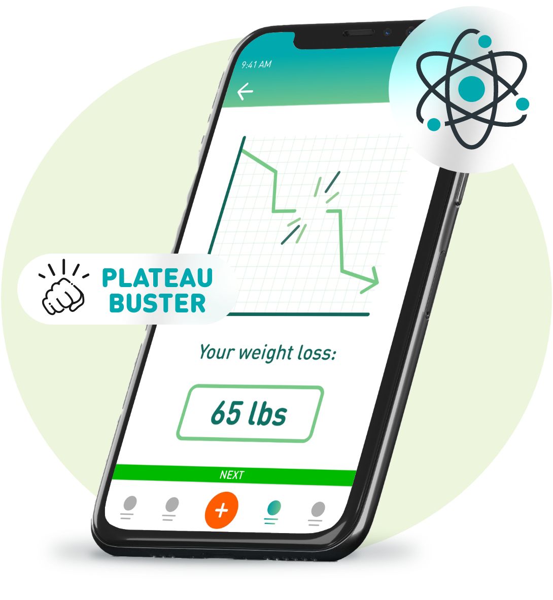 mobile phone with SmartAdapt app, Plateau Buster